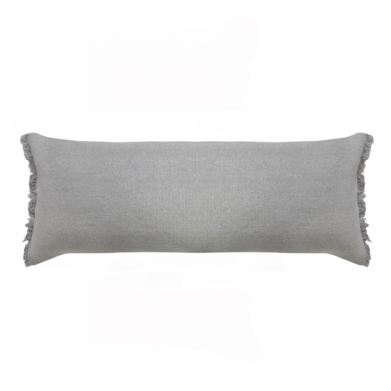 Laddha Home Designs 36" Gray Solid Fringe Lumbar Throw Pillow